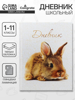 Цена за 2 шт. Дневник школьный для 1-11 классов, «Заяц», твёрдая обложка 7БЦ, глянцевая ламинация, 40 листов