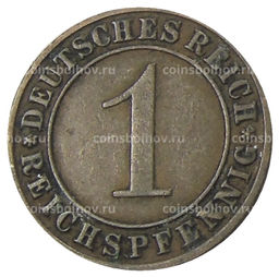 Монета 1 рейхспфенниг 1929 года A Германия
