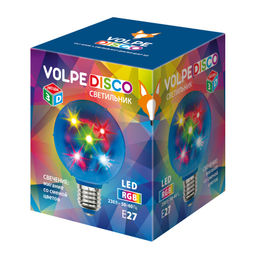 ULI-Q308 1,5W/RGB/E27 ДИСКО ШАР 3D Светодиодный светильник. Свечение 3D звёзды. 220В. Диаметр 8см. ТМ Volpe.