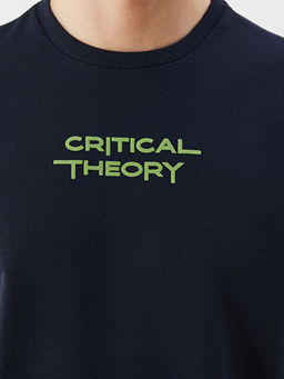 Bisiklet Yaka Uzun Kollu Bask?l? Erkek Sweatshirt