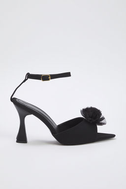 Trendyol Shoes Siyah Gul Detayl? Bilekten Baglamal? Kad?n Ince Topuklu Sandalet TAKSS25TO00044 - Trendyolmilla фото 3