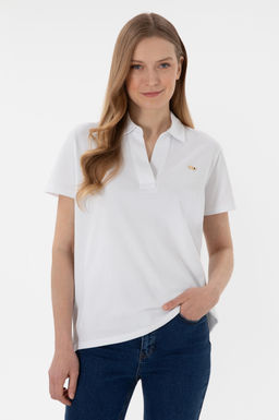 Kad_n Beyaz Basic Polo Yaka Ti__rt