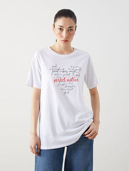 Bisiklet Yaka Bask?l? Hamile Ti??rt