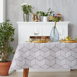 Набор Доляна скатерть 145х200см/салфетки 40х40см 4шт, Тренд бел, 100%пэ, рогожка 200 гр/м