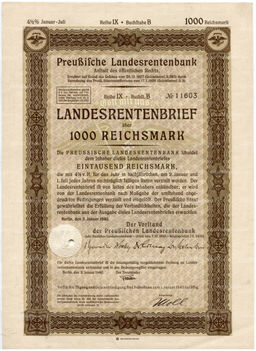 Облигация 4,5% 1000 рейхсмарок 1940 года Германия
