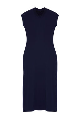 Lacivert Fitted/Vucuda Oturan Ay Kol Esnek Maxi Orme Elbise TWOAW25EL00103 - Trendyolmilla фото 7