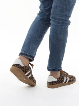 03-270-6PC LT. BROWN/LEOPARD Кеды женские (натуральная кожа)