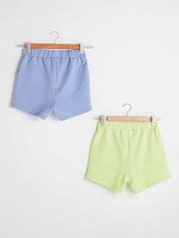 Beli Lastikli Bask?l? K?z ?ocuk ?ort 2li - Waikiki фото 2