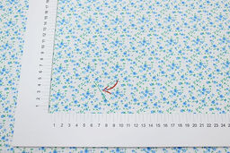 Ситец Цветики (голубые на белом), ш.0.8м, хлопок-100%, 100гр/м.кв - Купава фото 2