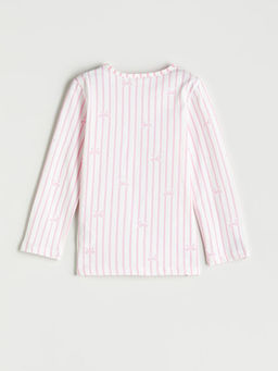 Bisiklet Yaka Fiyonk Desenli K?z ?ocuk Pijama ?st