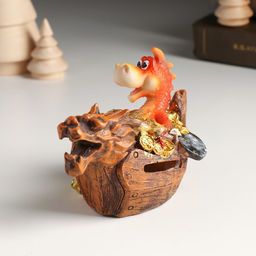 Копилка для денег «Дракоша на лодке-драконе», полистоун, 12×6.8×7.8 см, МИКС