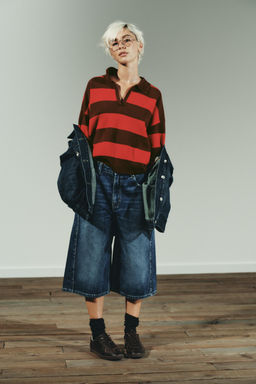 STRIPED KNIT POLO JUMPER