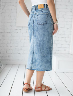Юбка Vilatte джинсовая на запах синий  фото 6