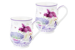 Набор 2 кружек 350 мл 11,5*8,2*10 см Лаванда бочонок, NEW BONE CHINA