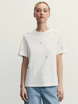 Футболка из хлопка с вышивкой / Zarina фото 4