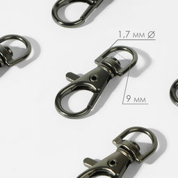 Цена за 2 шт. Карабин металлический, 37×12 мм / 9×1.7 мм, 10 шт., цвет чёрный никель