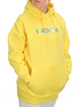 KD713 YELLOW Худи женское на флисе разм+ер свободный 50-52
