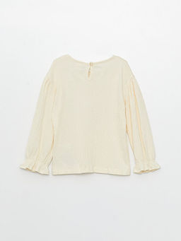 Bisiklet Yaka Uzun Kollu Nak?? Detayl? K?z Bebek Ti??rt - Waikiki фото 2