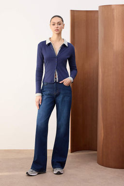 Trendyolmilla Wardrope Essentials Antrasit DOKUMLU Yuksek Bel Wide Leg Jeans TWOSS26JE00128 фото 14