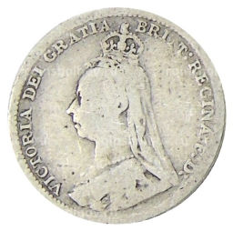 3 пенса 1890 года Великобритания