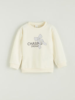Bisiklet Yaka Bask?l? K?z ?ocuk Sweatshirt