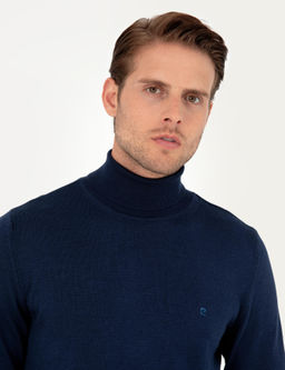 A__k Lacivert Slim Fit Bal_k__ Yaka Basic Triko Kazak - Pierre cardin фото 2