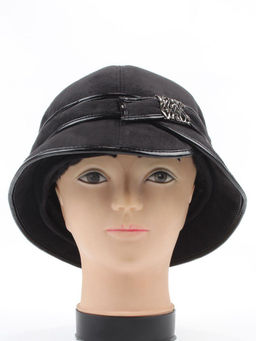 1653 BLACK Шляпа клош зимняя женская (искусственная замша, искусственный мех)