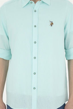 Мужская базовая рубашка зеленого цвета с длинным рукавом Неожиданная скидка в корзине - U.s. polo assn фото 6