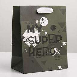 Цена за 2 шт. Пакет подарочный ламинированный, упаковка, «Super Hero», MS 18×23×10 см
