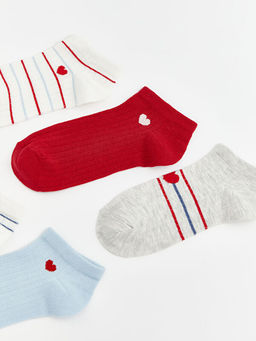 Kalp Desenli Kad?n Patik ?orap 5li