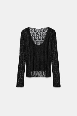 TOP ENCAJE EFECTO DOBLE / Negro - Zara фото 7