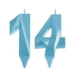 Свеча в торт юбилейная Грань (набор 2 в 1), цифра 14 / 41, голубой металлик, 6,5 см - Страна карнавалия фото 3
