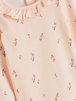 Bisiklet Yaka ?i?ekli K?z Bebek ??t??tl? Bodysuit