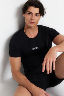 TRENDYOL MAN Siyah Regular Fit Orme Sortlu Pijama Tak?m? TMNSS23PT00038 - Trendyolmilla фото 3