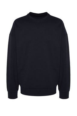 TRENDYOL MAN Lacivert Bisiklet Yaka Oversize/Genis Kesim Yumusak F?rcal? Selanik Sweatshirt TMNAW24SW00057 - Trendyolmilla фото 15