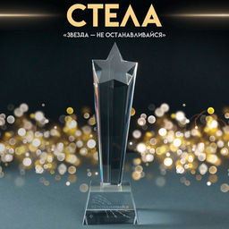 Фигурка стекло Стела наградная. Звезда - Не останавливайся, 6.5?6.5?23 см