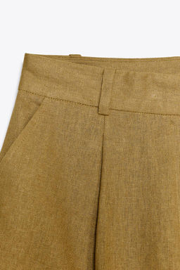 HIGH-WAIST LINEN BLEND BERMUDA SHORTS - Zara фото 6
