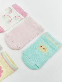 Bask?l? K?z Bebek Patik ?orap 5li