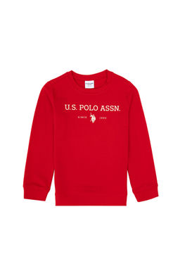 Erkek _ocuk K_rm_z_ Bisiklet Yaka Sweatshirt Sepette S_rpriz _ndirim