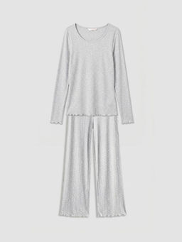 Bisiklet Yaka Desenli Kad?n Pijama Tak?m