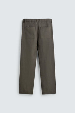 PANTAL?N STRAIGHT FIT 100% LINO LIMITED EDITION / Verde gris - Zara фото 8