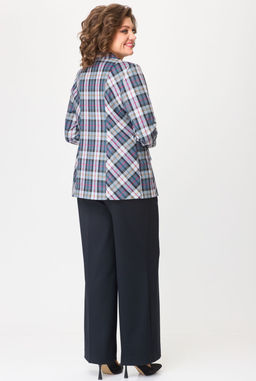 Костюм БелЭльСтиль 412/601 синяя клетка + синий однотон  фото 3