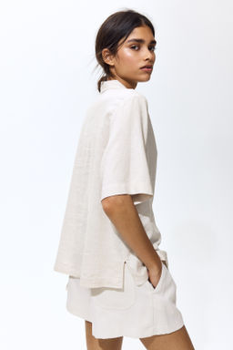 Camisa resort en mezcla de lino - H&m фото 4