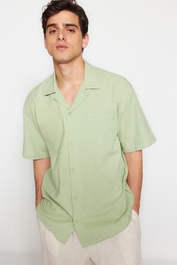 TRENDYOL MAN Yesil Oversize Fit Yazl?k Pamuklu Gomlek TMNSS23GO00080 - Trendyolmilla фото 11