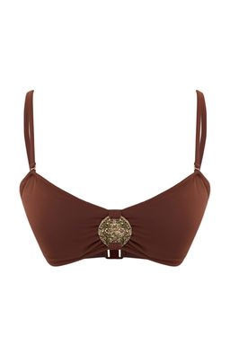 Kahverengi Straplez Aksesuar Detayl? Kapl? LYCRA® XTRA LIFE Bikini Ustu TBESS26BU00004