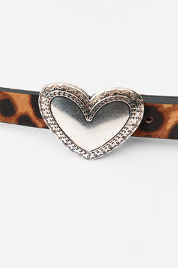 ANIMAL PRINT LEATHER BELT WITH HEARTS - Zara фото 3