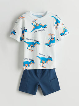 Dinozor Bask?l? Erkek ?ocuk Ti??rt ve ?ort 2li