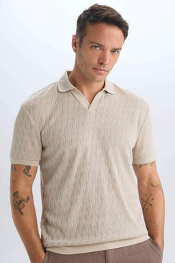 Regular Fit K?sa Kollu Orgu Gorunumlu Polo Tisort - Defacto фото 2