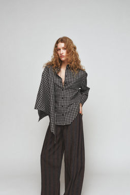 ZW COLLECTION CHECK SHIRT WITH SCARF - Zara фото 12