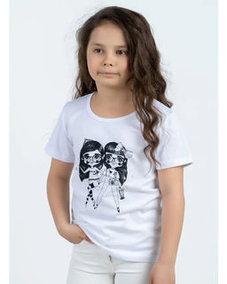 Футболка д/д принт Близнецы(девочки), цвет белый, 100% х/б